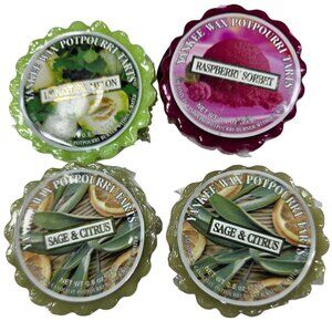 Yankee candle Wax Tarts Set Of 4 Honeydew Melon Raspberry Sorbet 2 Sage & Citrus